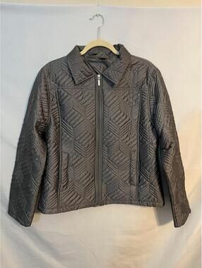 Vintage Jane Ashley Women’s Gray Lightweight Quilted Jacket Medium Full Zip